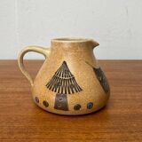 Mid-century German ceramic studio pitcher with owl motif by Heinz Theo Dietz, 1960s.