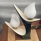 Very beautiful vintage design lamp from the 50s in iridescent ceramic VERCERAM
