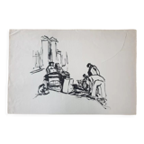 André Duculty (1912-1990) India ink on paper "The return of sinners" Monogrammed at the bottom