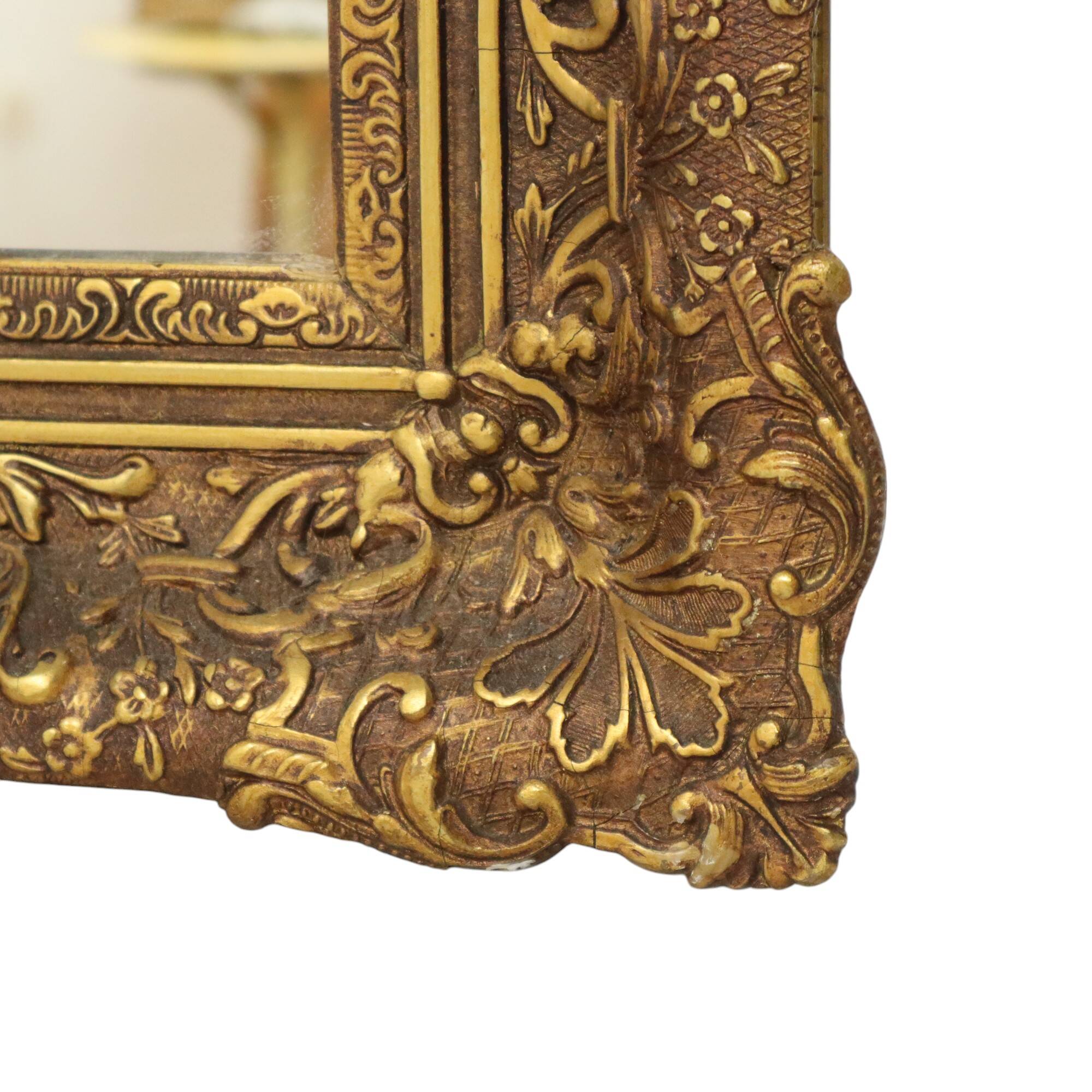 Large Gold Baroque Style Mirror Gilded Frame Acanthus Flowers 110cm
