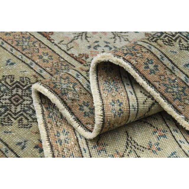 1970s vintage Turkish Oushak handmade wool cotton brown area rug 195x283