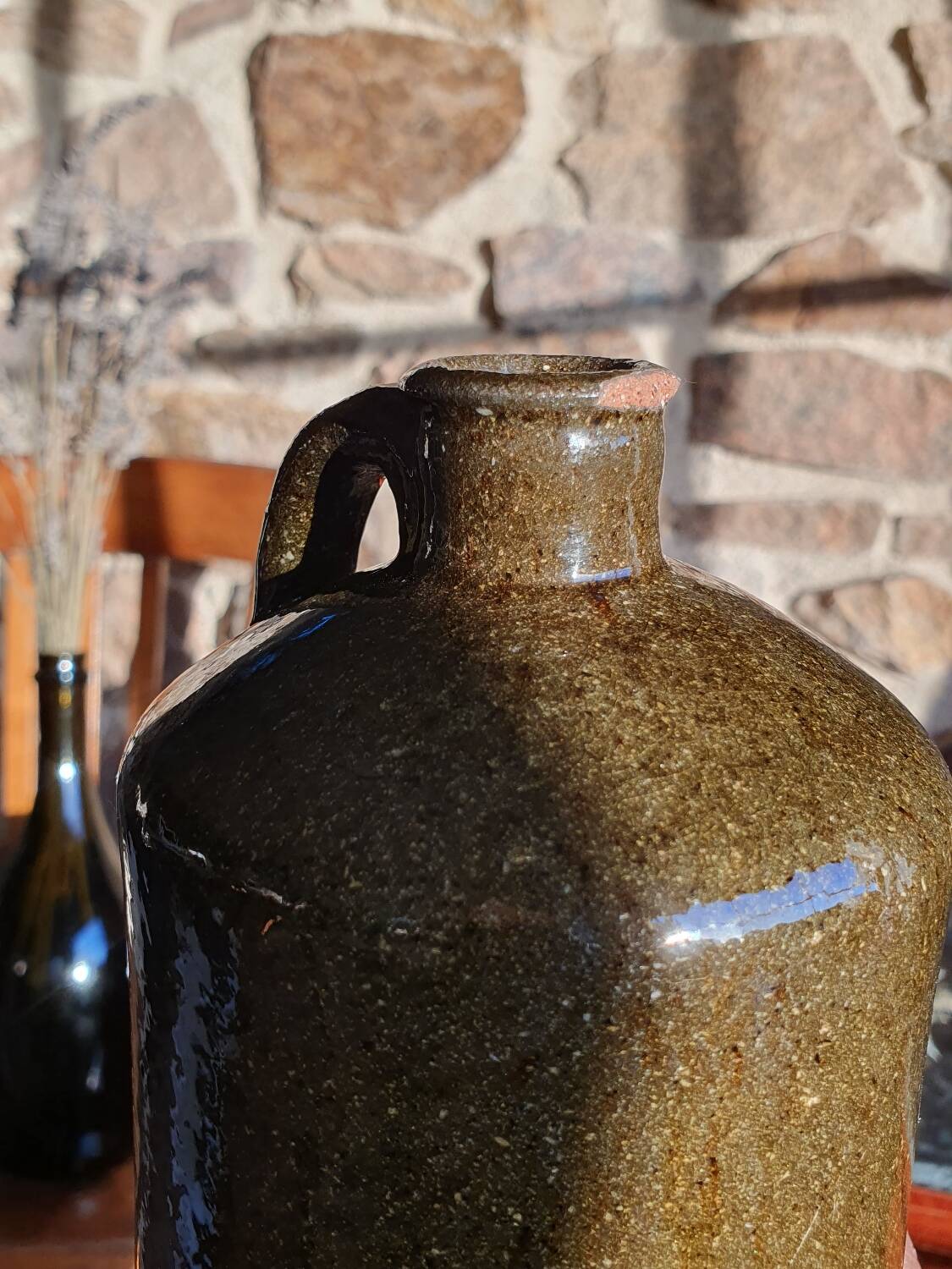 Dark green terracota Stoneware bottle