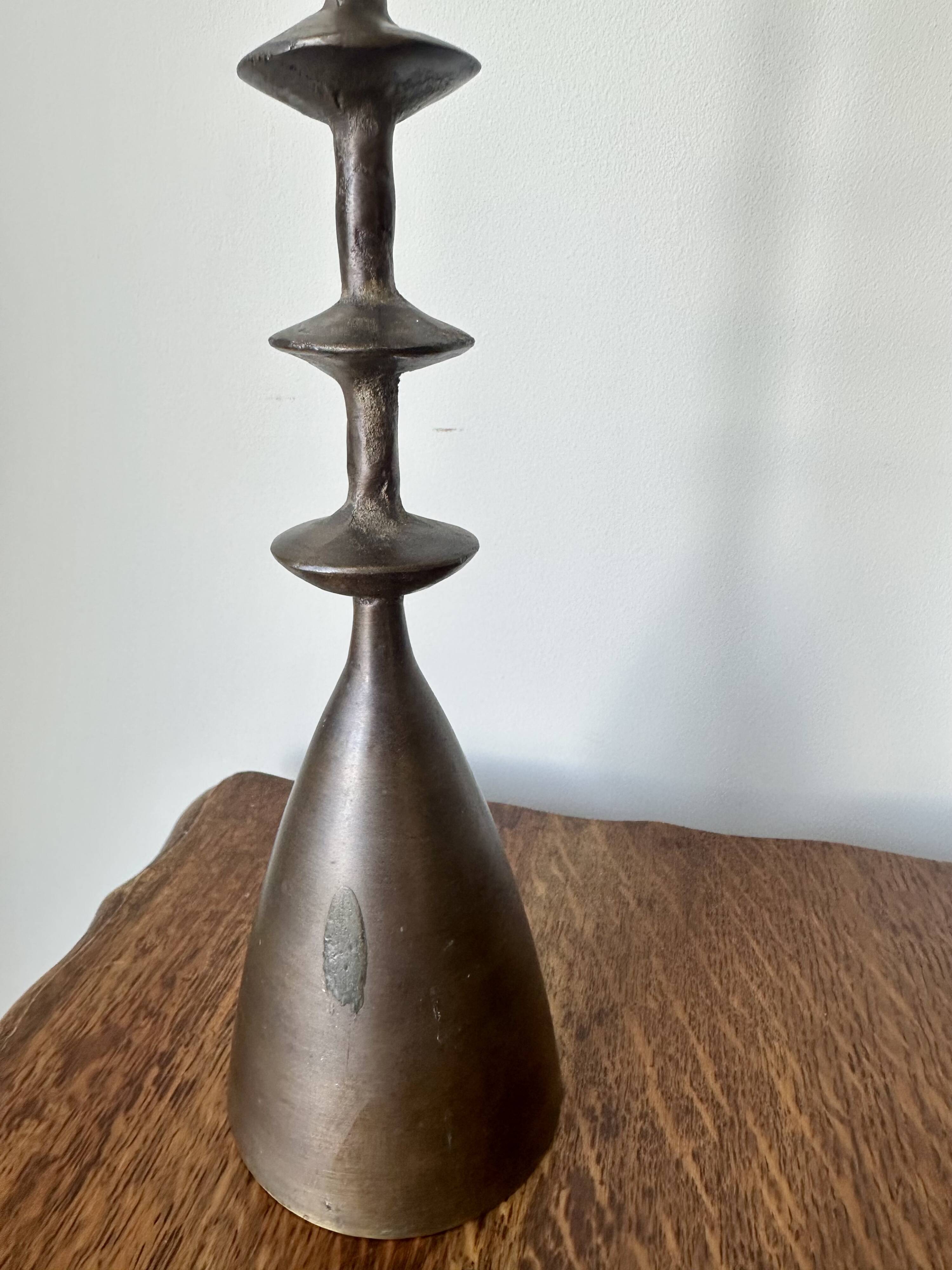 Vintage mid century brutalist hand forged brass candlesticks