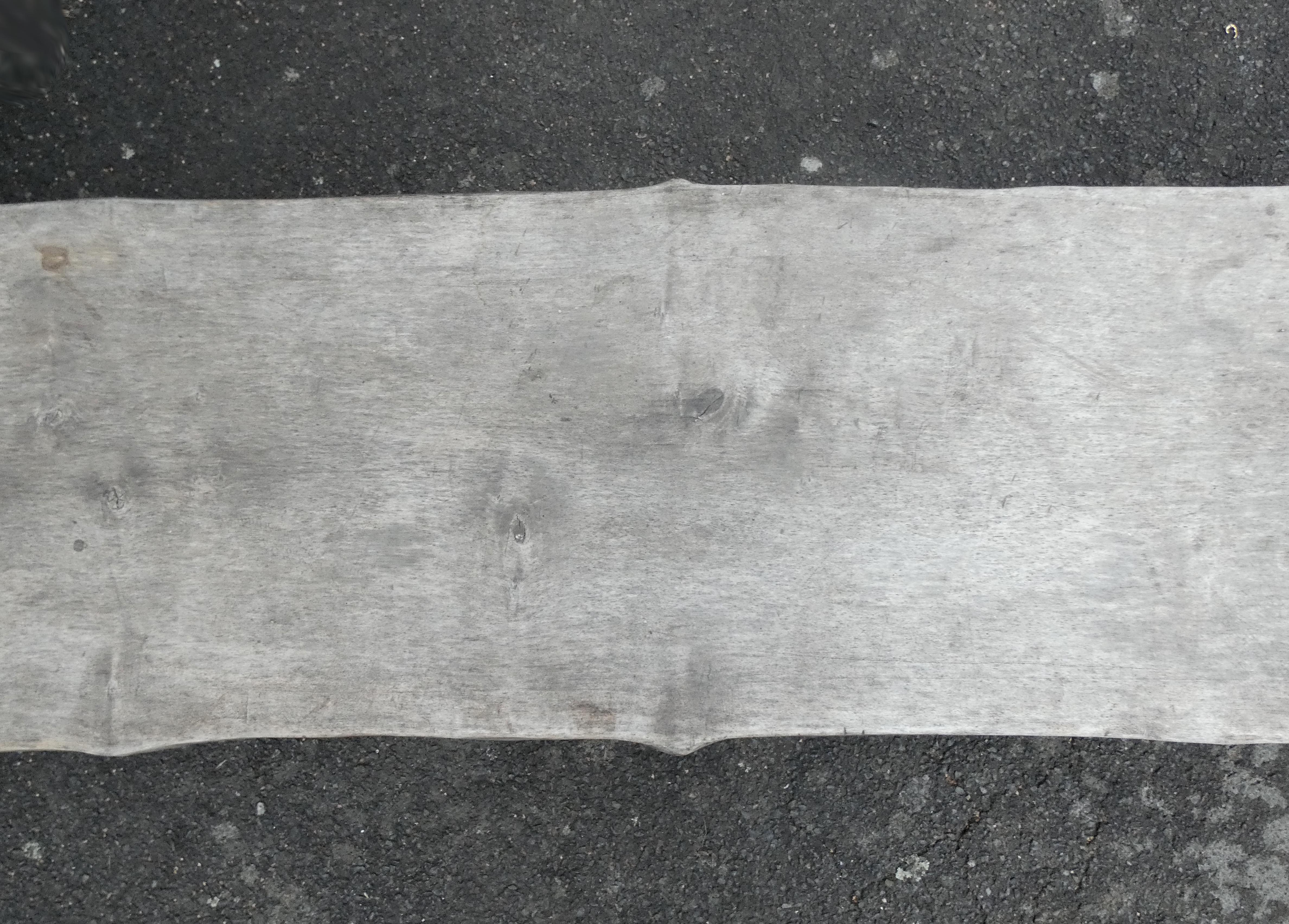 Old farm bench, bed end, in raw solid oak