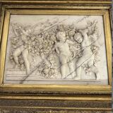 Marble high relief by François Duquesnoy "Putti, garlands and flowers" Paris