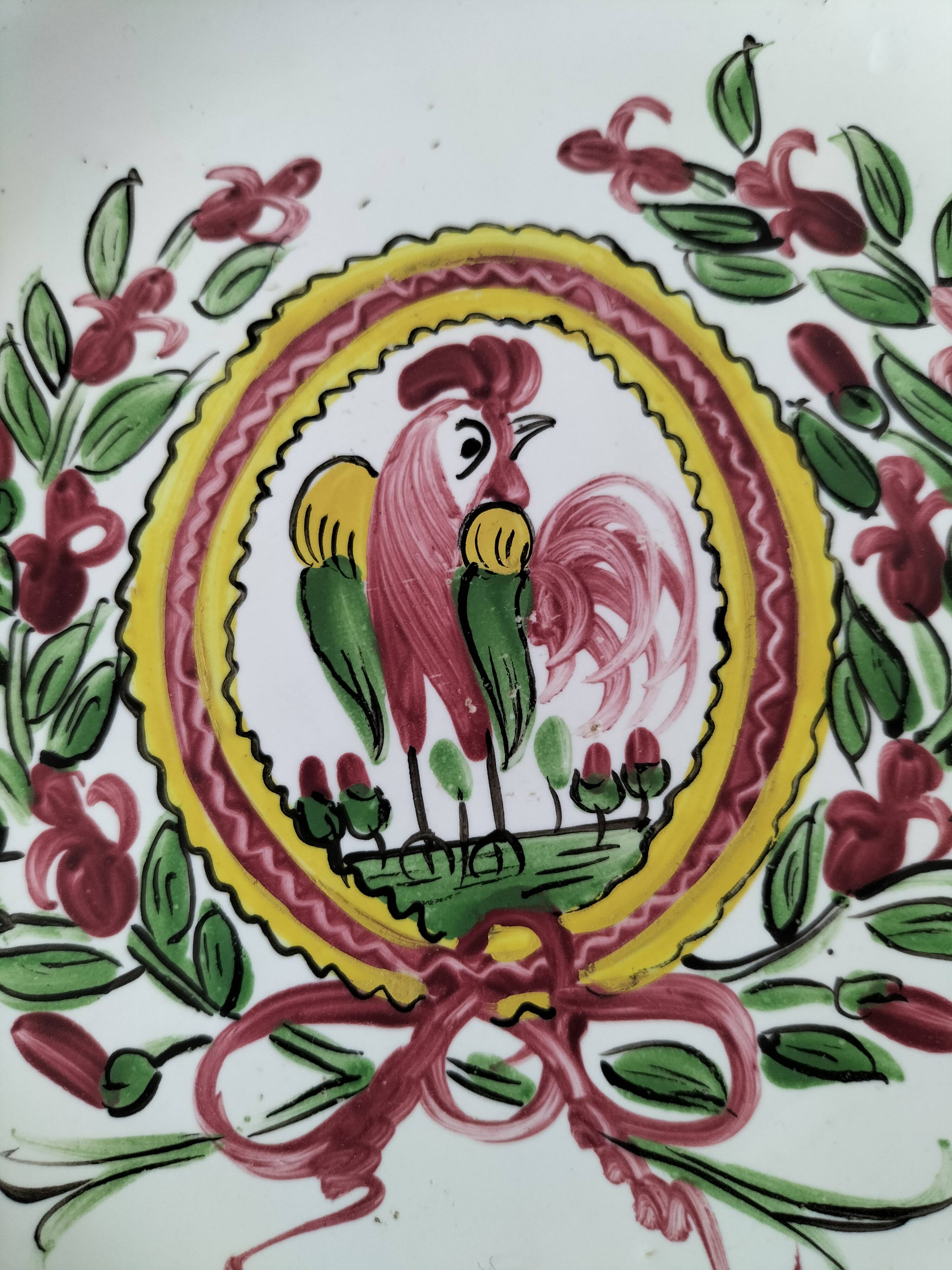 Trio of plates with rooster - Eastern earthenware