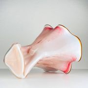 Vintage Murano vase in red and white, Italy, 1970s.