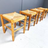 Vintage wicker stools - set of 4, 1960s