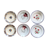 Set de 6 assiettes anciennes dépareillé céramique française peinte à la main