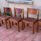 Series of 6 elm and leather chairs from the Maison Regain 60s