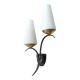 Wall lamp in black metal and gilded brass 1960 with two lights.