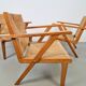 Chaises en bois brutalistes modernistes en paille, années 1940, ensemble de 3
