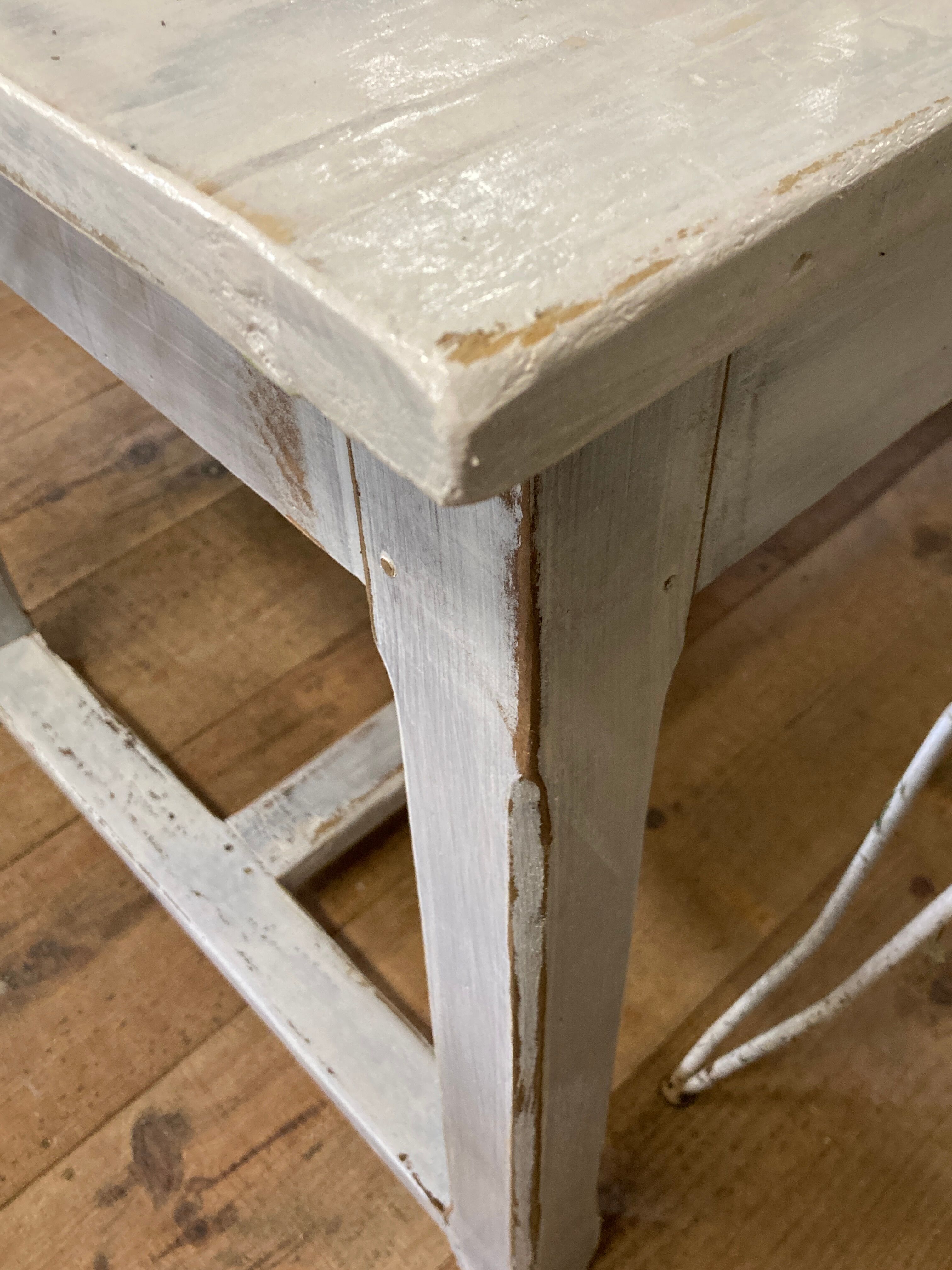 Farmhouse table 6 people white patinated in rectangular solid oak