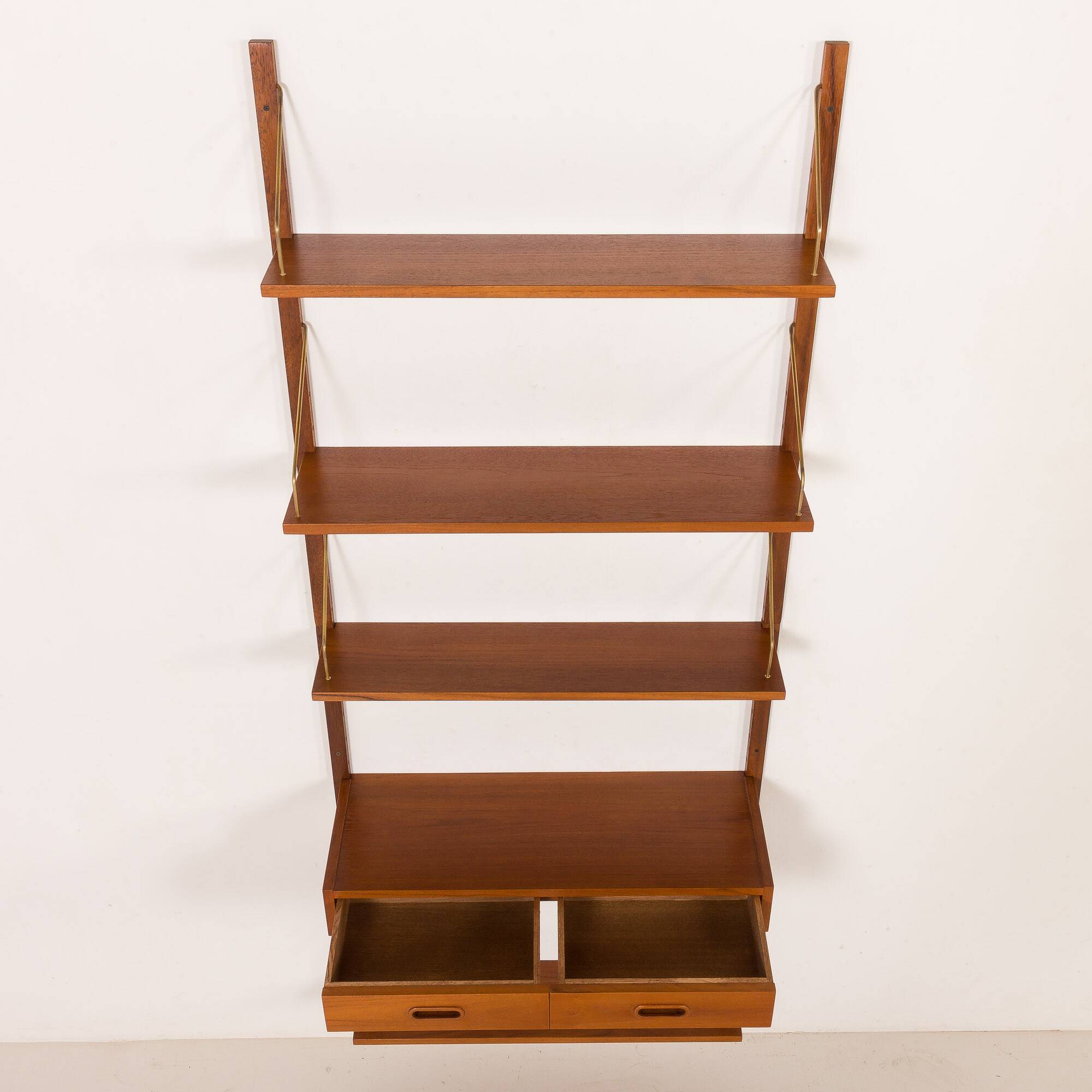Scandinavian mid century teak wall unit with a console, 1960s