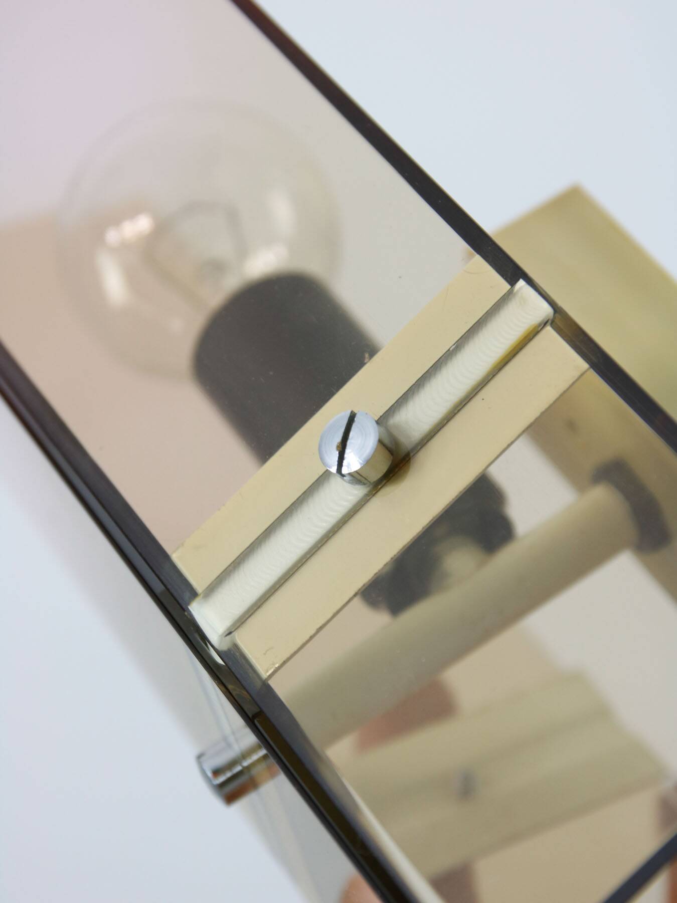 Italian Smoked Plexiglas Sconce for Guzzini, 1970s