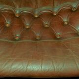 Mid century Scandinavian cantilever leather lounge chair and ottoman, 1960s