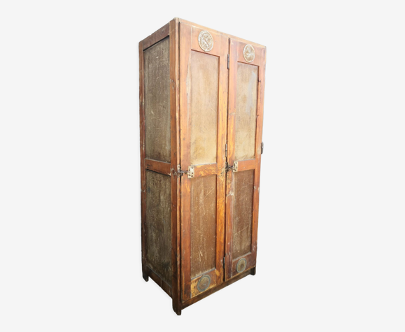 Vestiaire en bois, meuble d'entrée vintage, porte manteau, style industriel