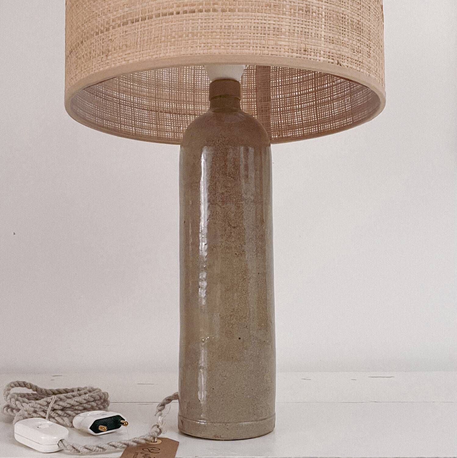 Sandstone and rabane lamp
