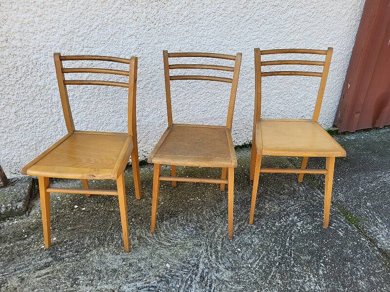 Serie de 3 chaises bistrot 1950