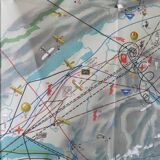 Map of Switzerland and the different airlines from the 1930s