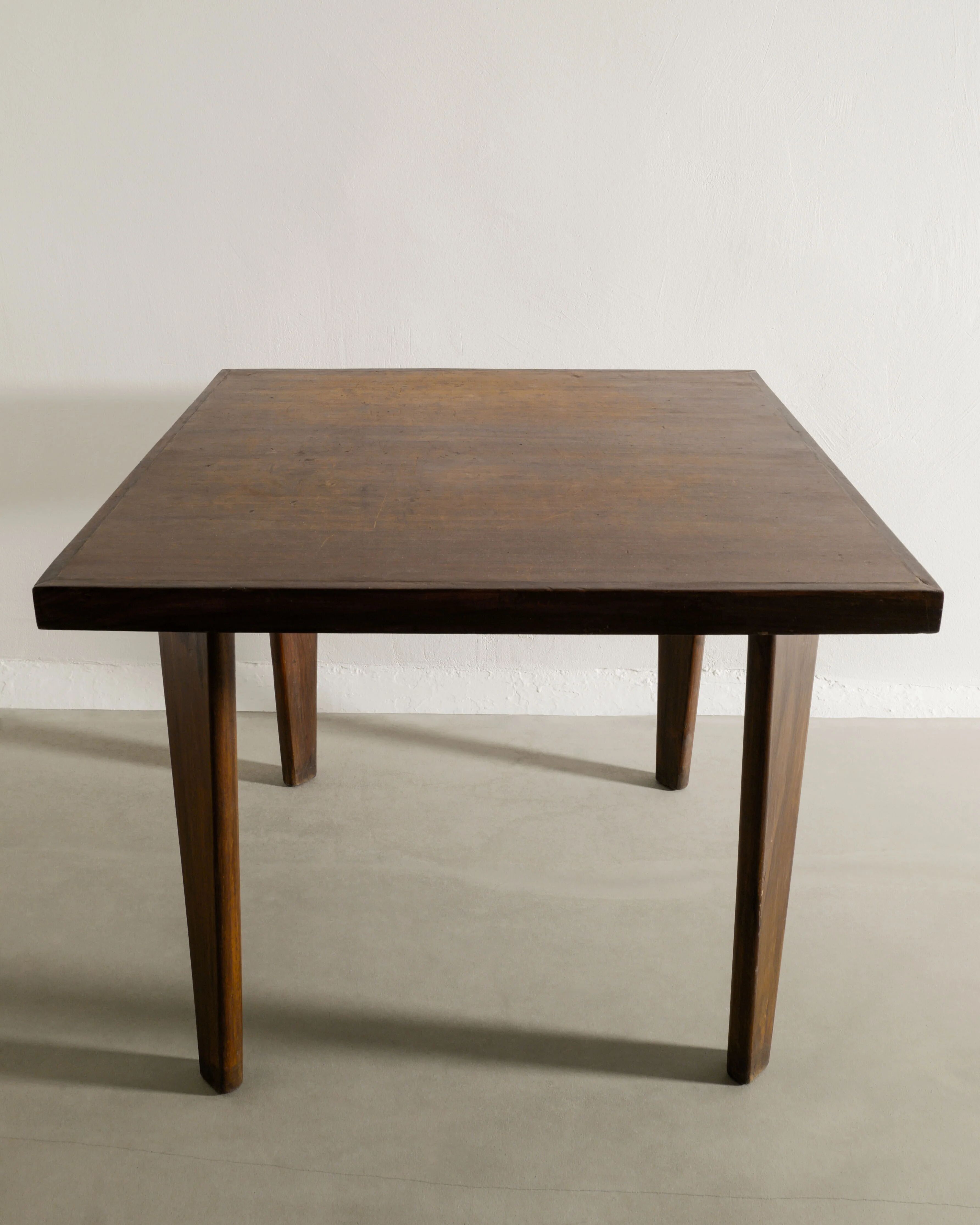 French Mid Century Squared Dining Café Table by Pierre Jeanenret, 1950s