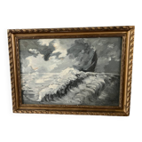 Framed marine study painting signed 1920