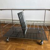 Glass and chrome wheeled vinyl holder