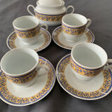 Coffee service 4 cups and saucers + sugar bowl