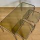 Table basse et tables d’appoint, chrome et verre fumé