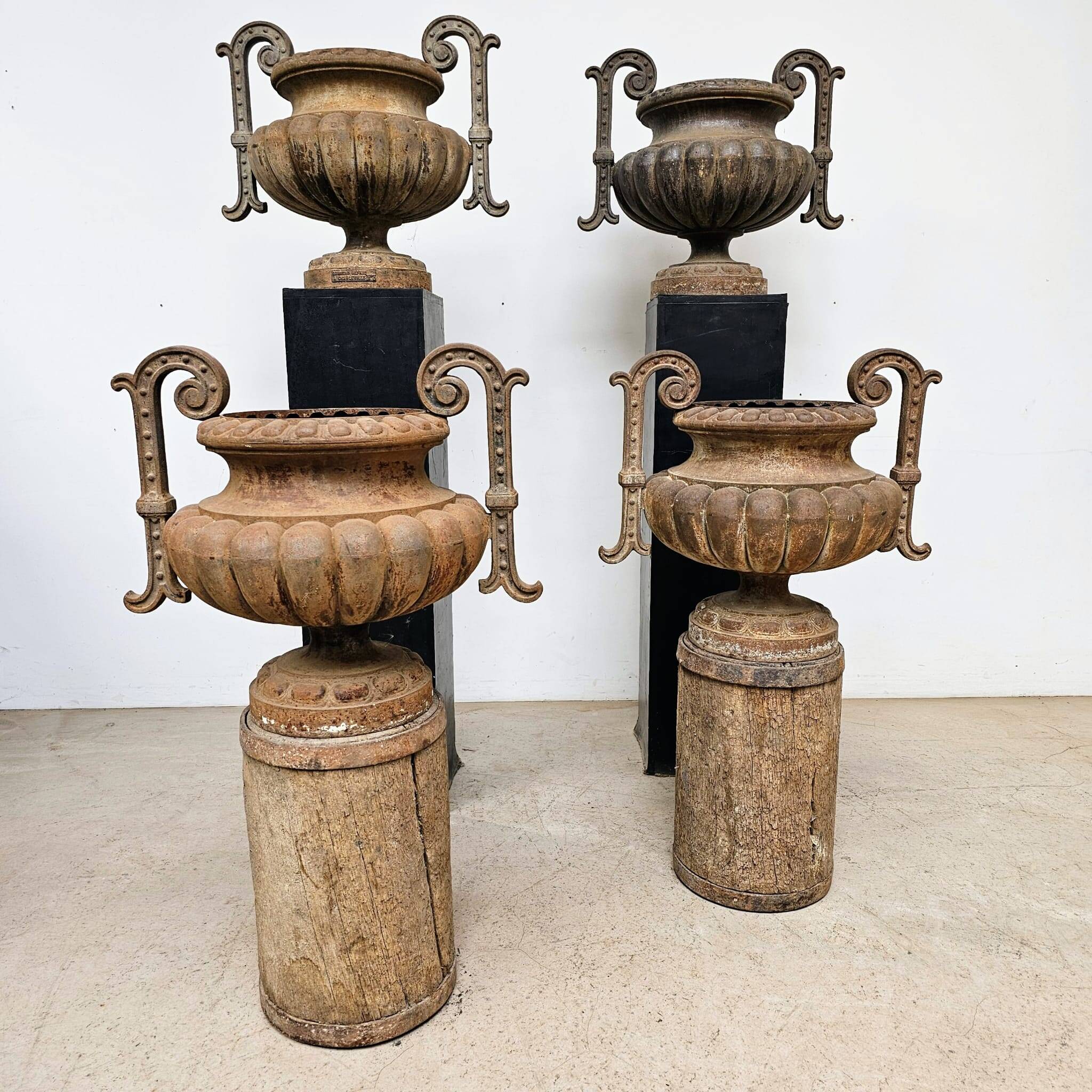 4 19th century cast iron garden basins