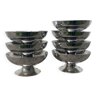 7 stainless steel cups 1970
