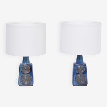 Pair of Blue Midcentury Table Lamps Model 1097 by Einar Johansen for Soholm