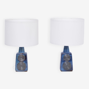 Paire de lampes de table bleues Midcentury modèle 1097 par Einar Johansen pour Soholm