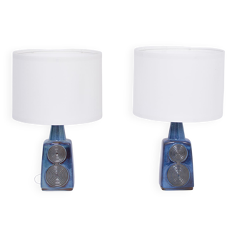 Pair of Blue Midcentury Table Lamps Model 1097 by Einar Johansen for Soholm