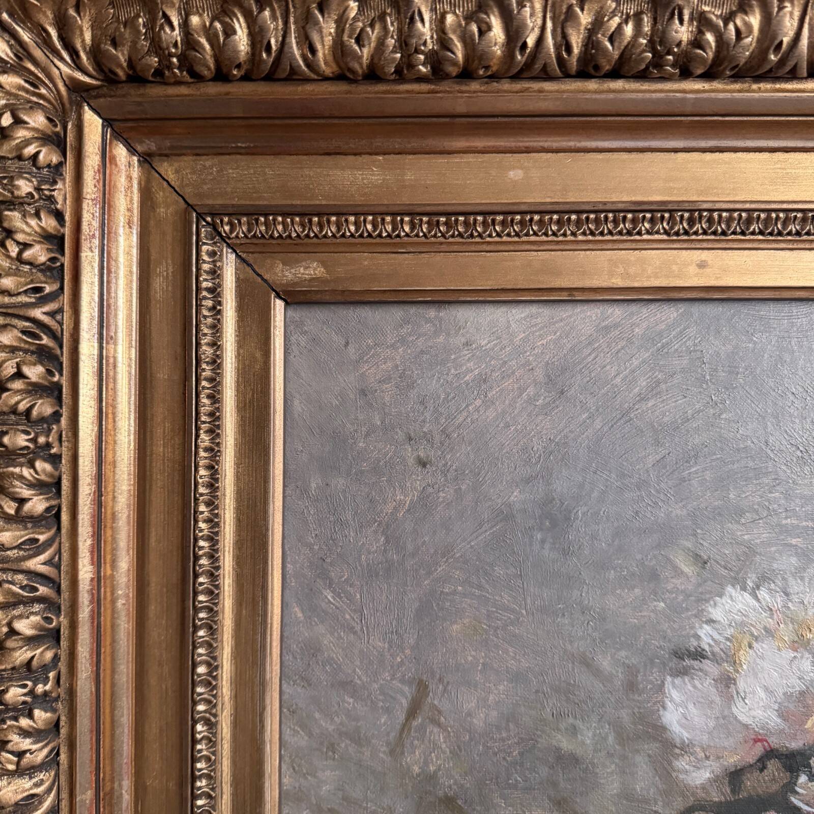 Huile sur toile nature morte aux fleurs par Eugène Parisy XIXe