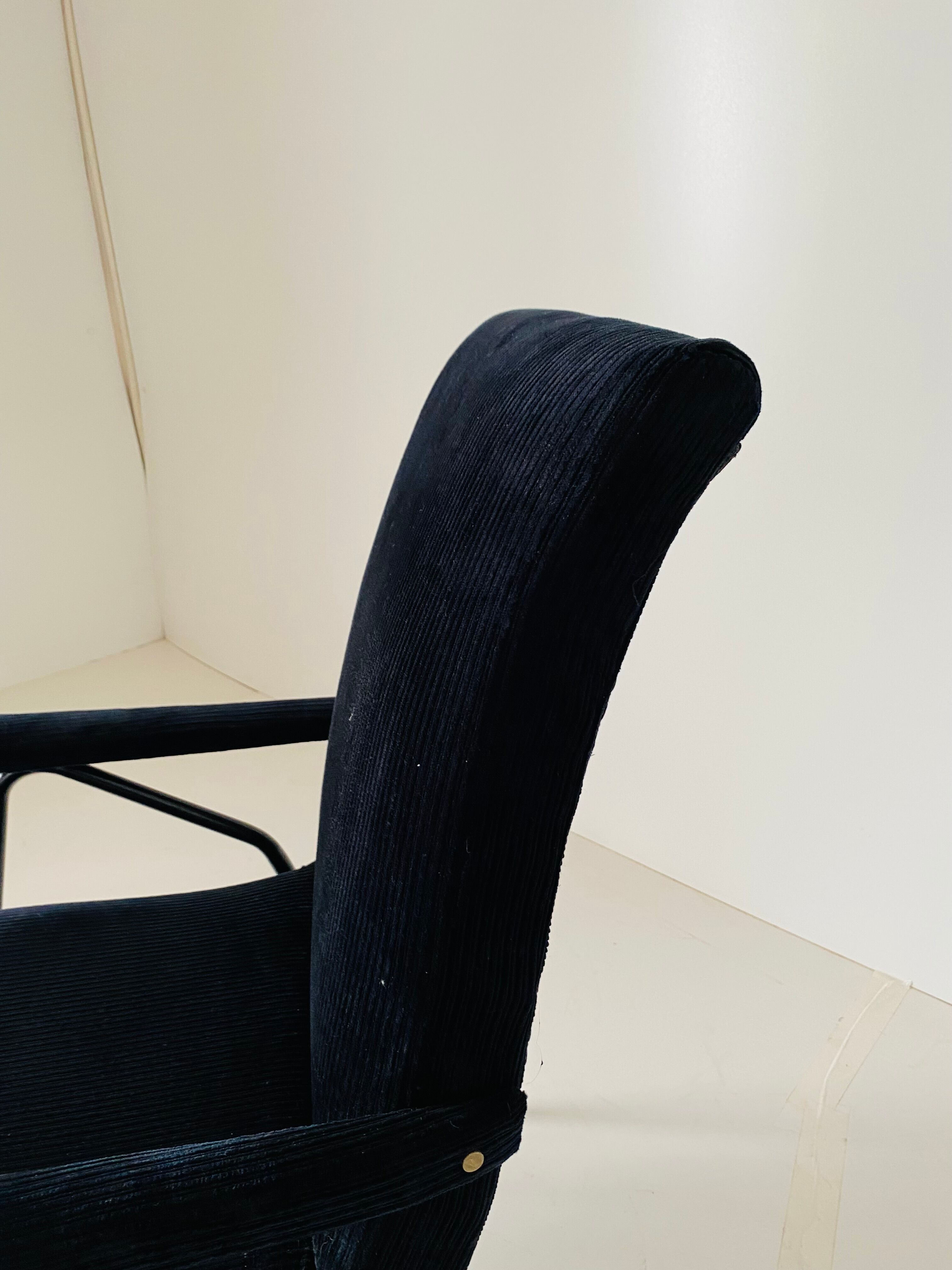 1960s vintage black velvet armchair