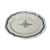 Plat ovale en faïence de Rouen cul noir XVIIIème