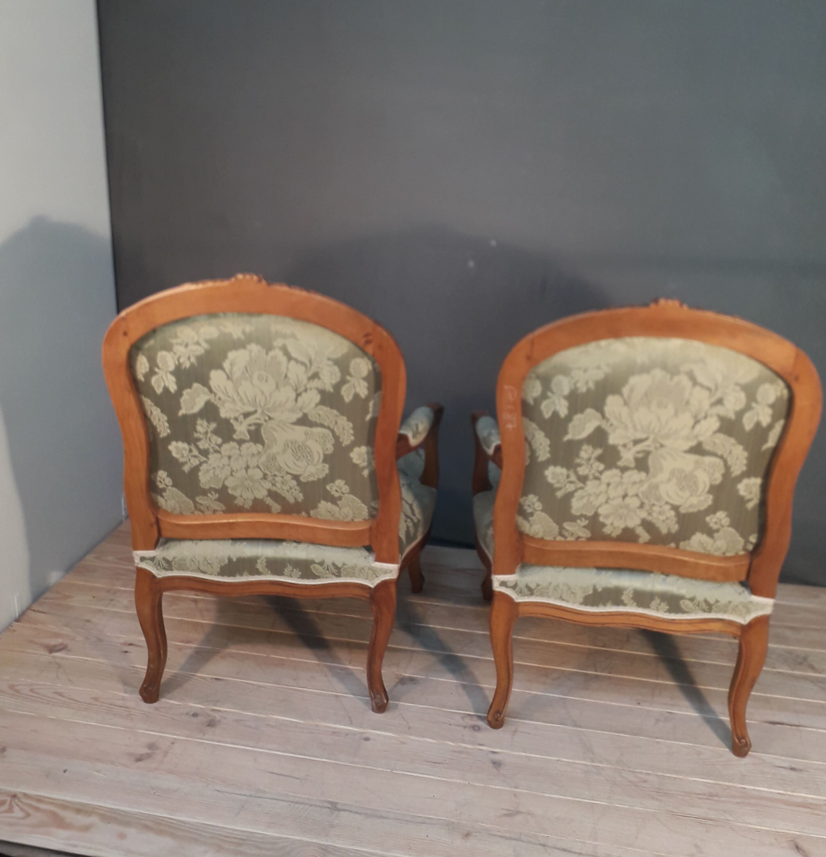 Louis XV-style armchair pair