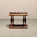 Poul Hundevad PH43 Guldhøj Stool in Teak and Brown Leather, Denmark, 1960s