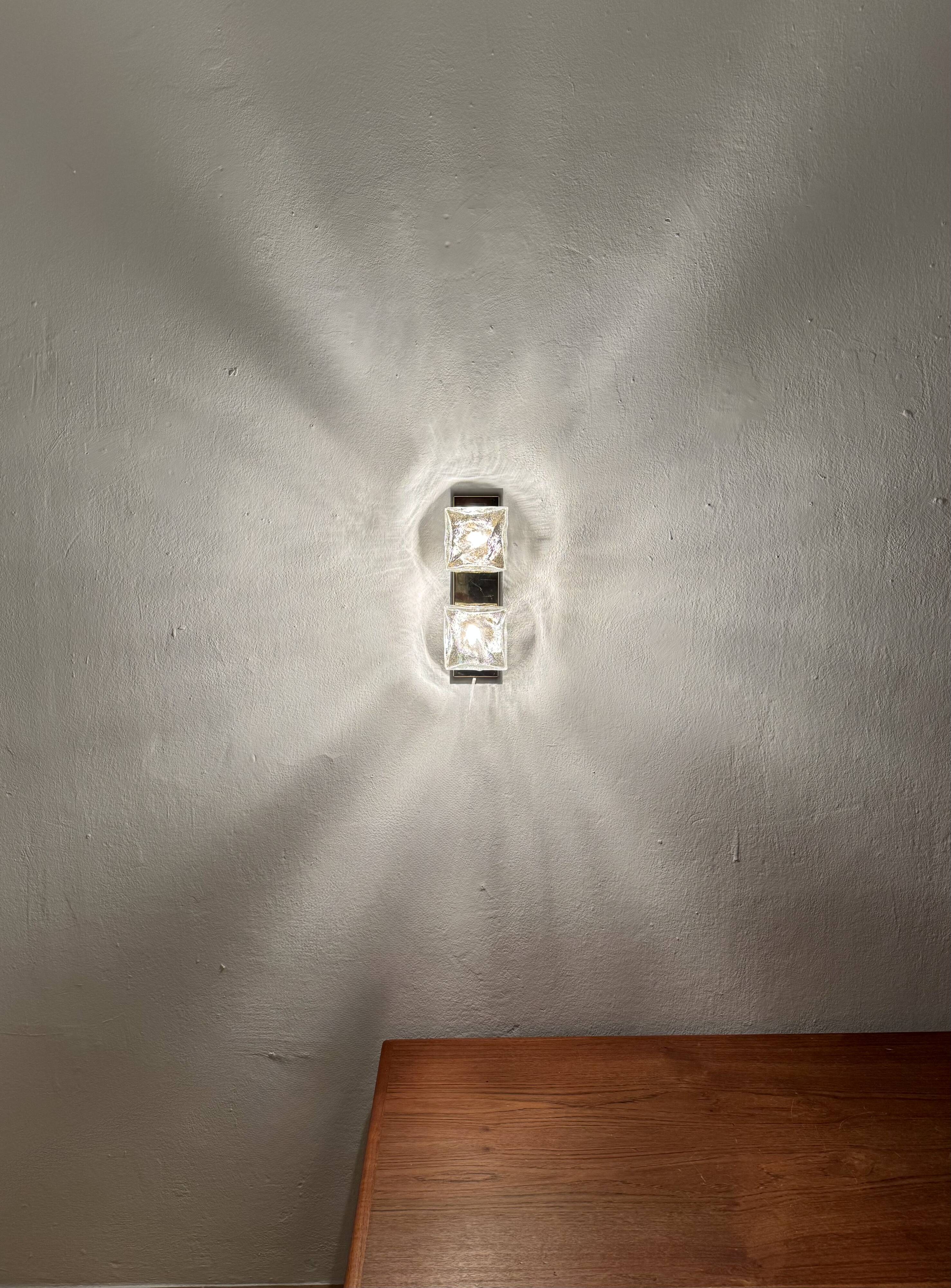 Set of 2 Ice Cube Wall Lamps or Flush Lights by J.T. Kalmar