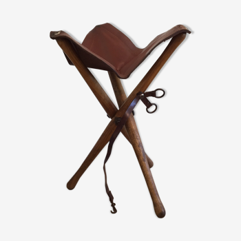 Tabouret de peche en cuir pliant