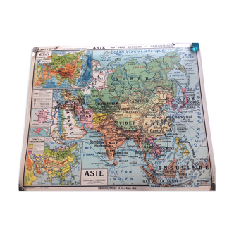Map of old cardboard school Asia Jean Brunhes Deffontaines