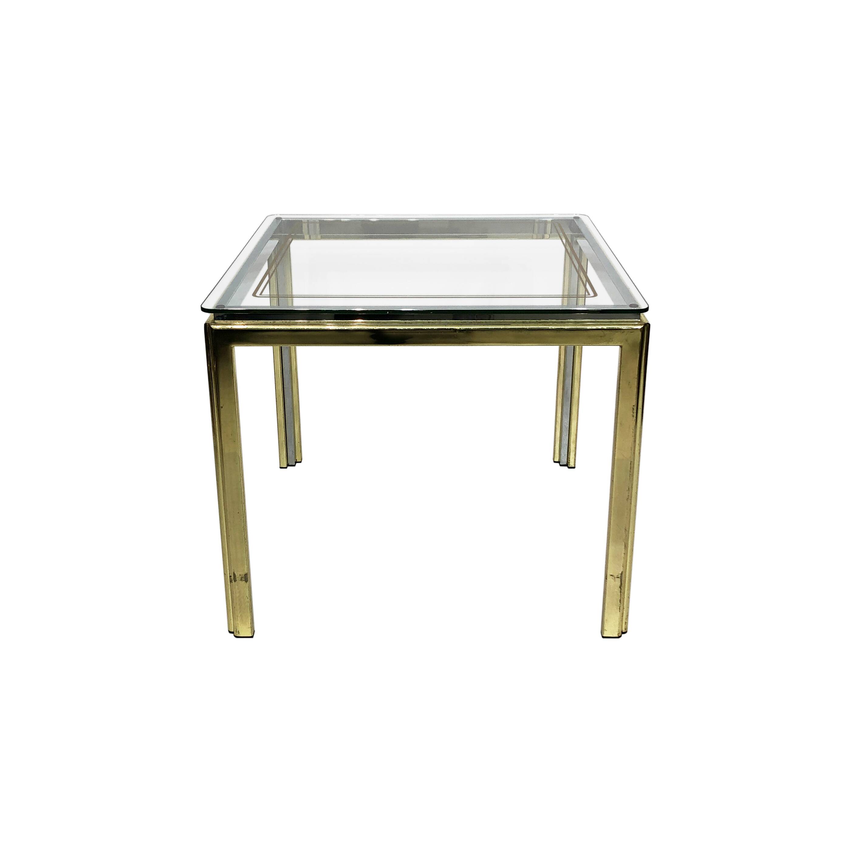 1970s brass and chrome side table renato zevi glass