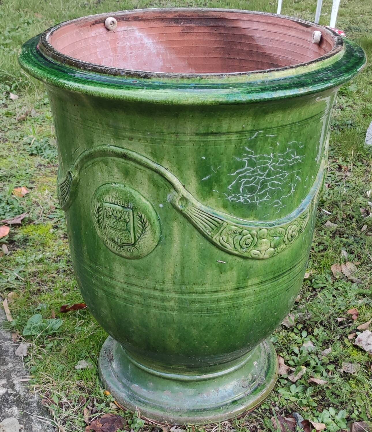 Ancienne Grande Poterie Terre cuite émaillée La Madeleine Anduze