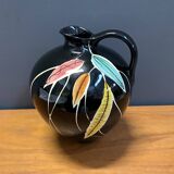 Vase by Georg Schmider Zell model 4089 Black with colorfull leaf patern