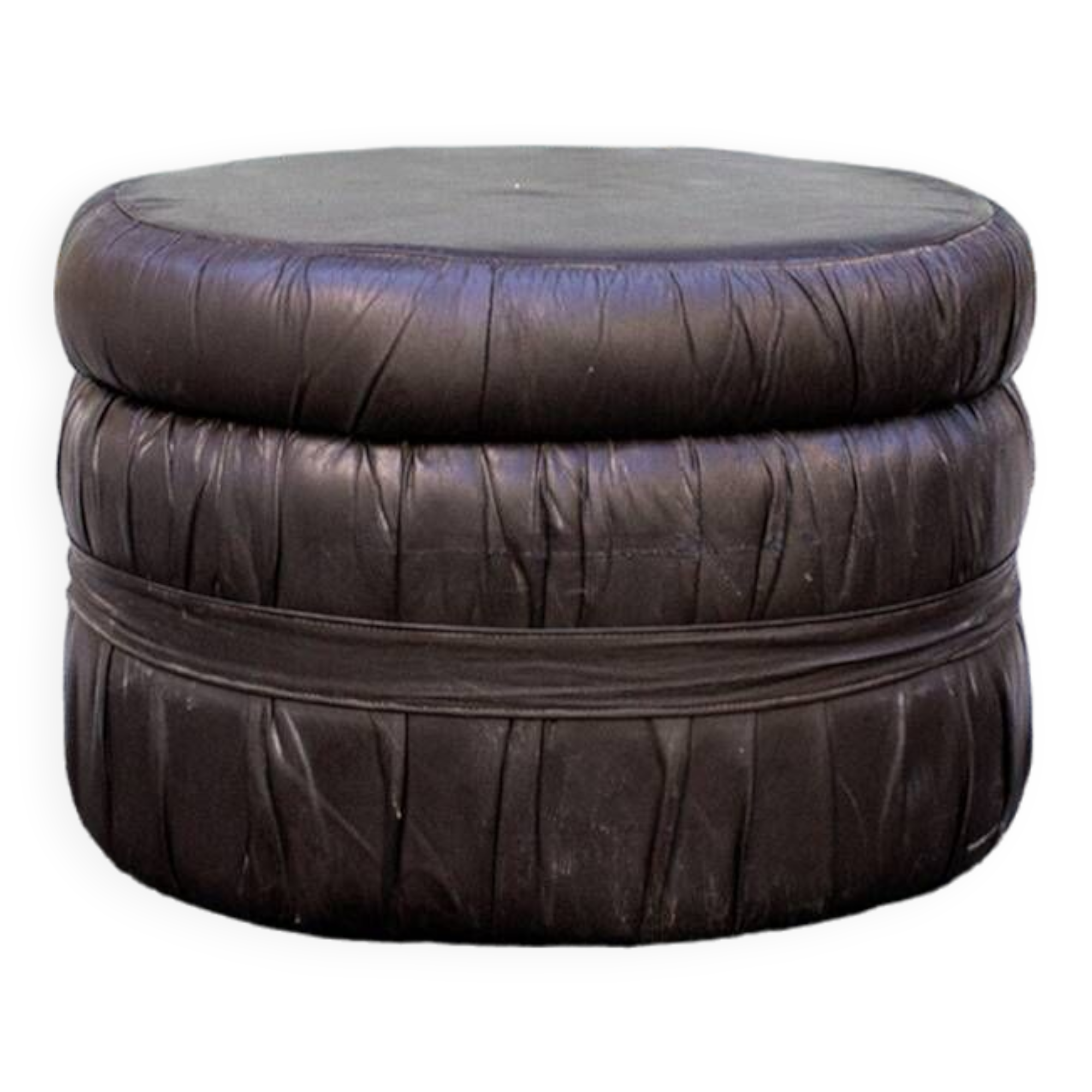 Pouf in vinile e legno con scaletta e scomparto, Italia Anni '60