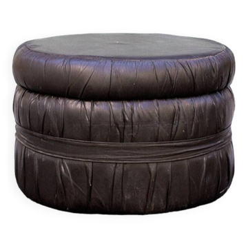 Pouf in vinile e legno con scaletta e scomparto, Italia Anni '60