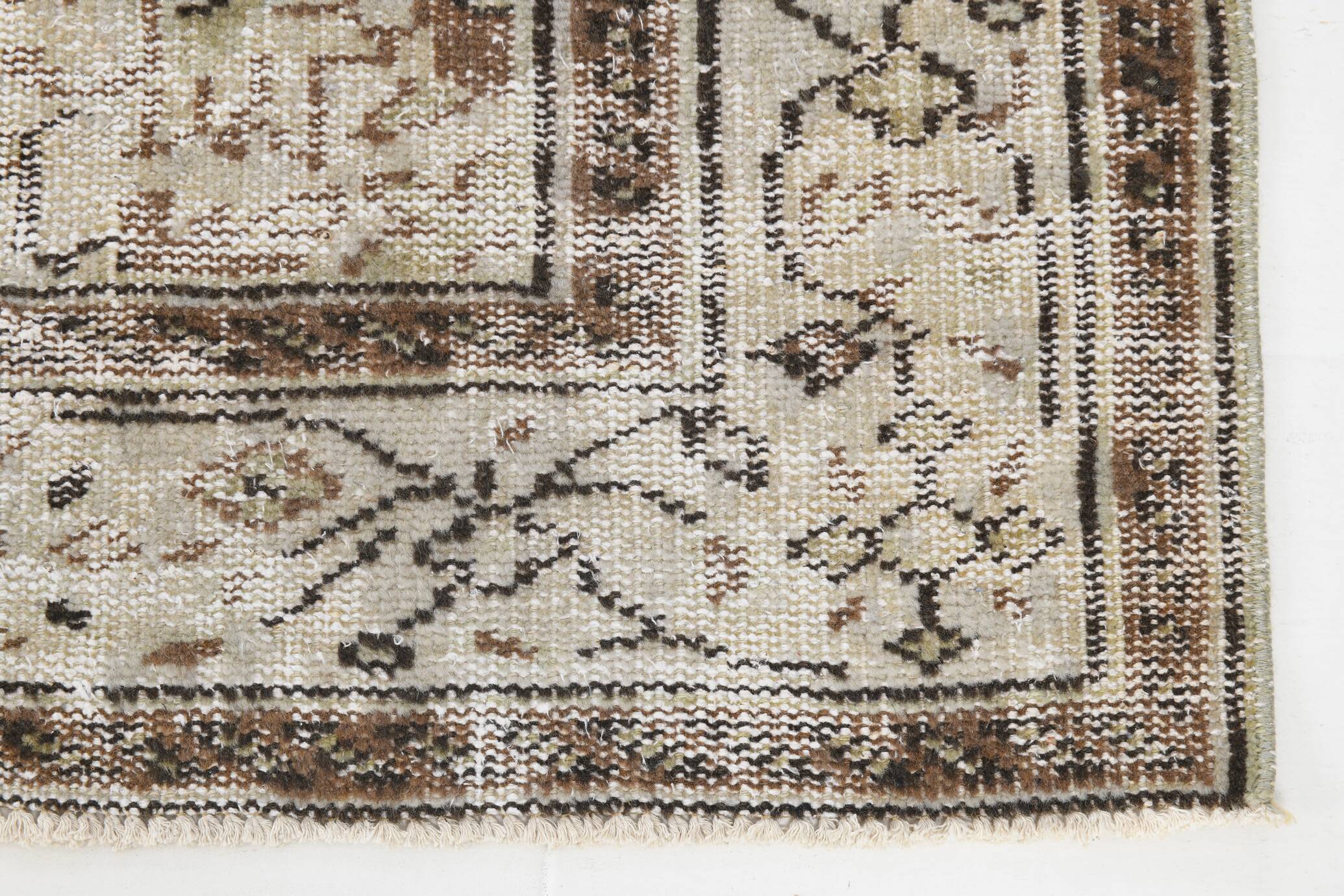 5x9 Brown & Beige Madallion Pattern Vintage Rug, 171x267Cm