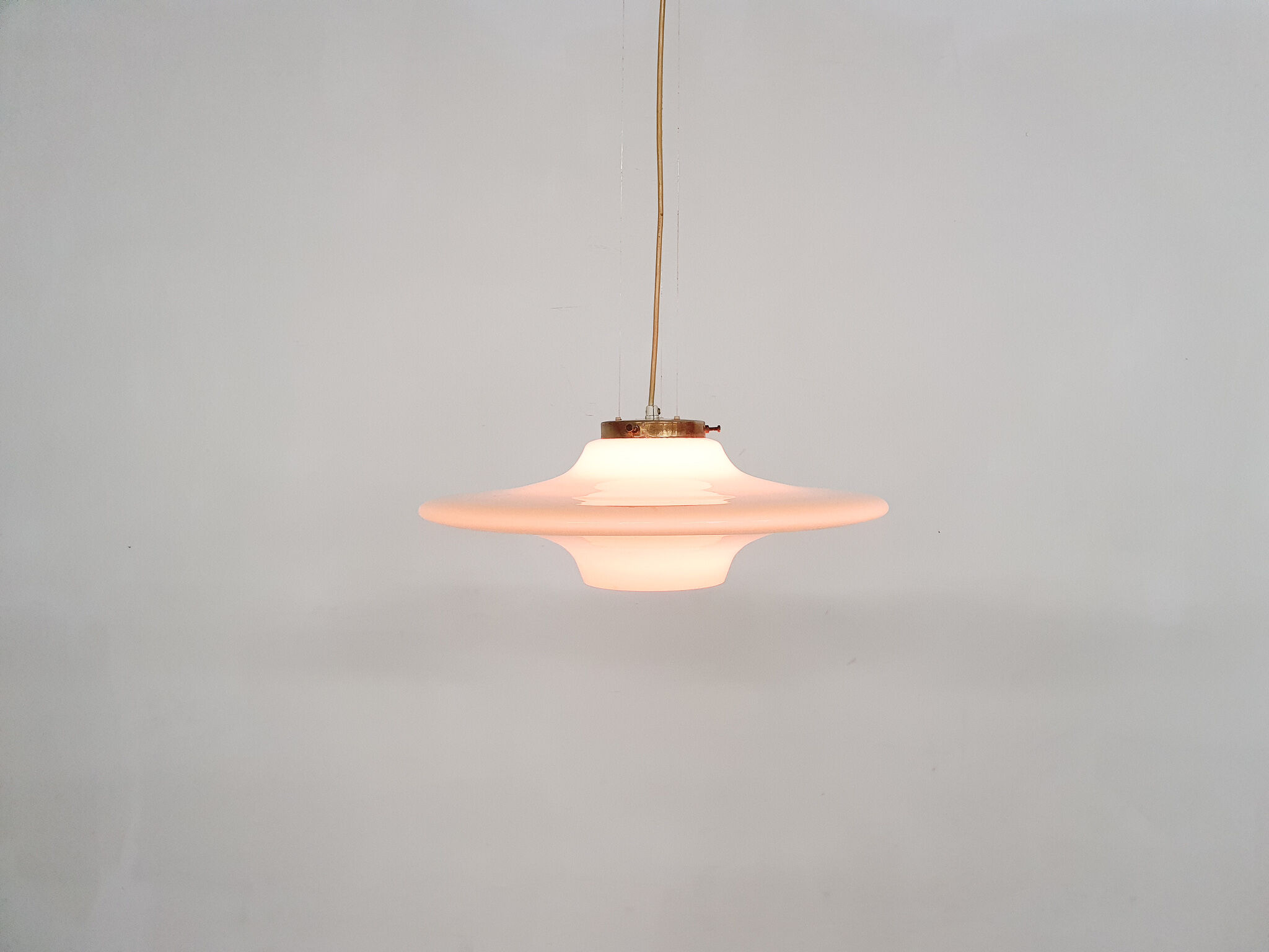 Mid-century modern yellow glass pendant light 1960's