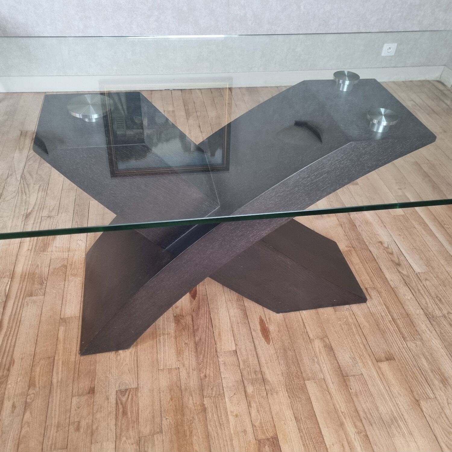 Glass and wood table (200×100cm) design
